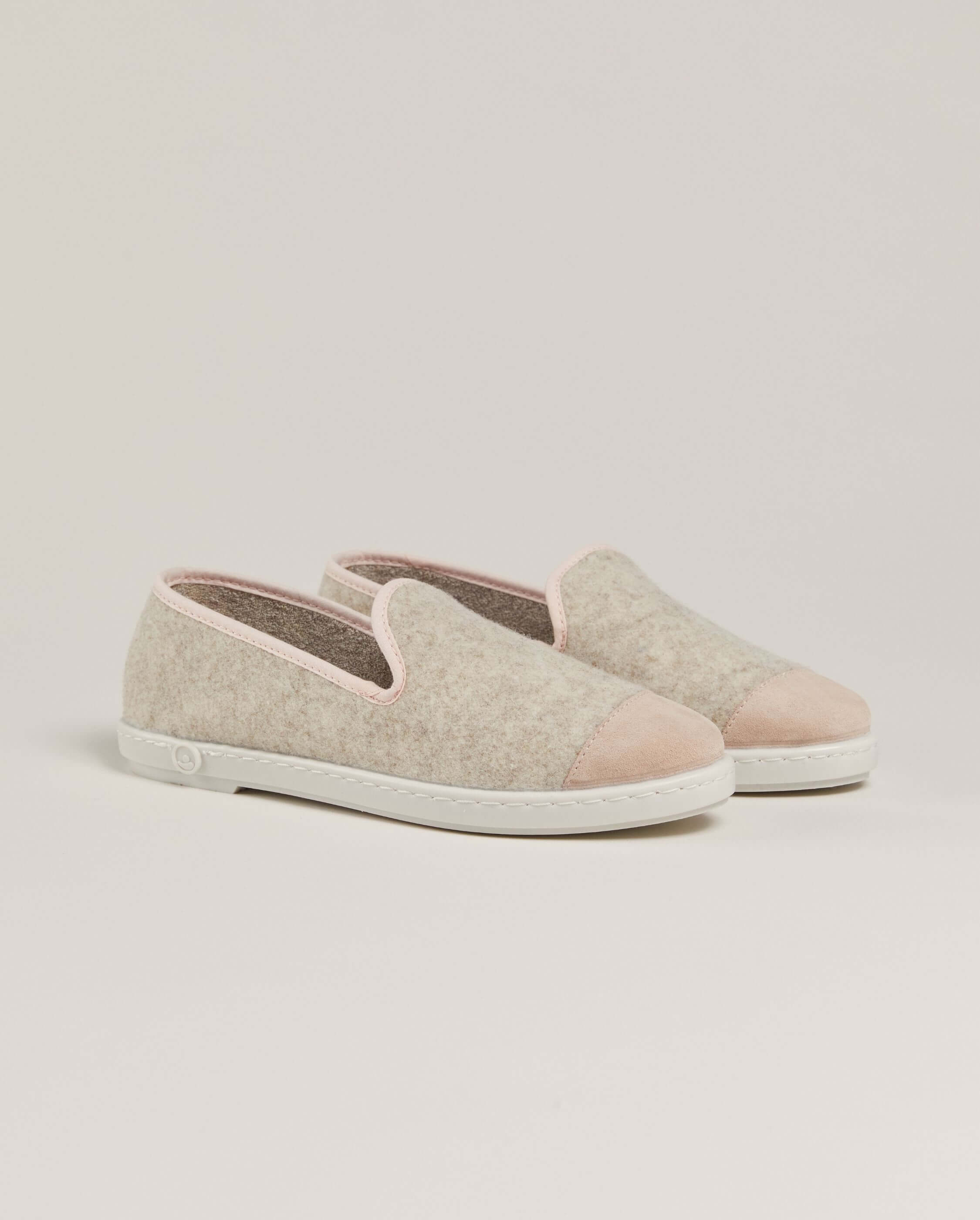 women's wool slippers beige pink powder Angarde