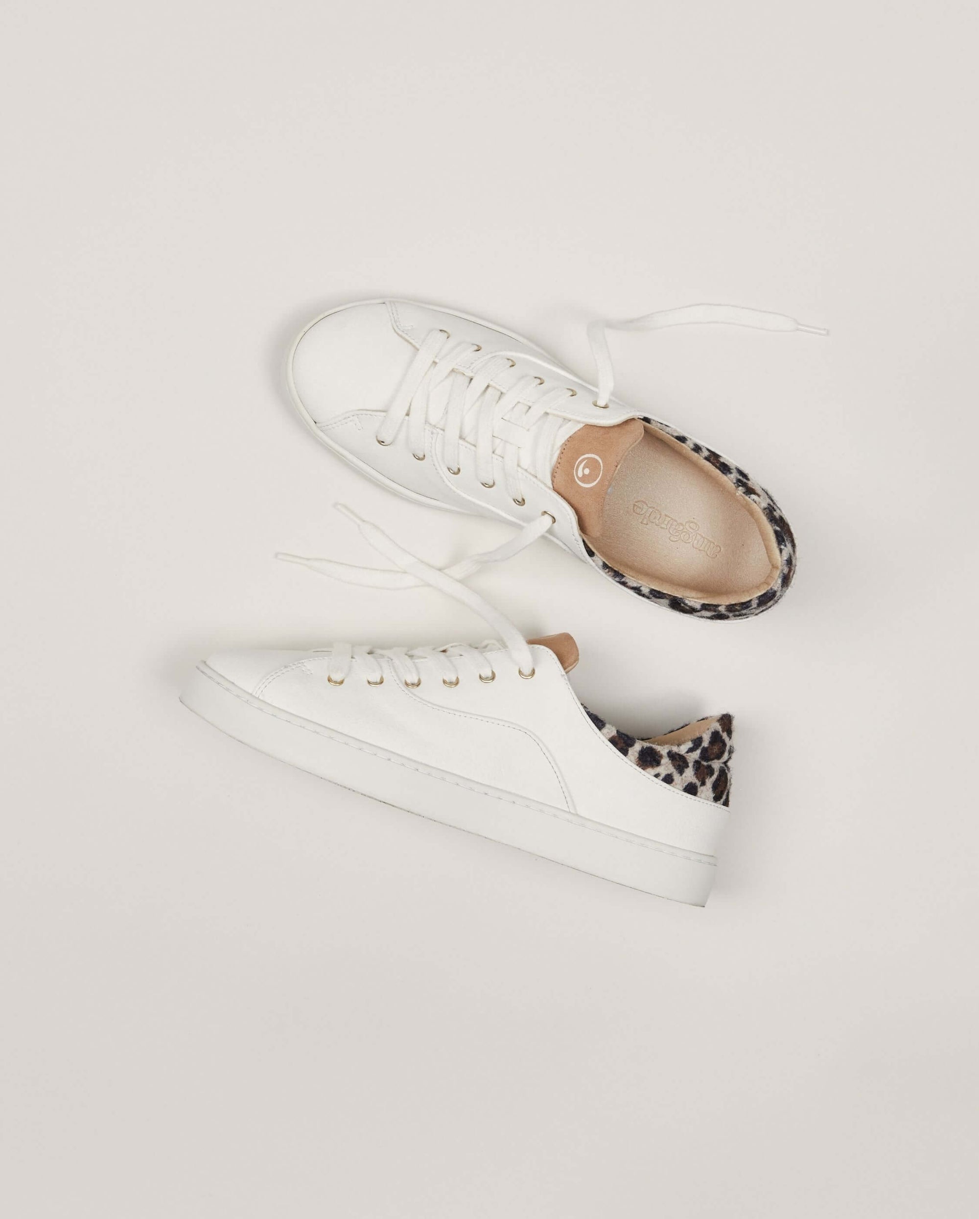 Women's vegan grape, white leopard sneaker