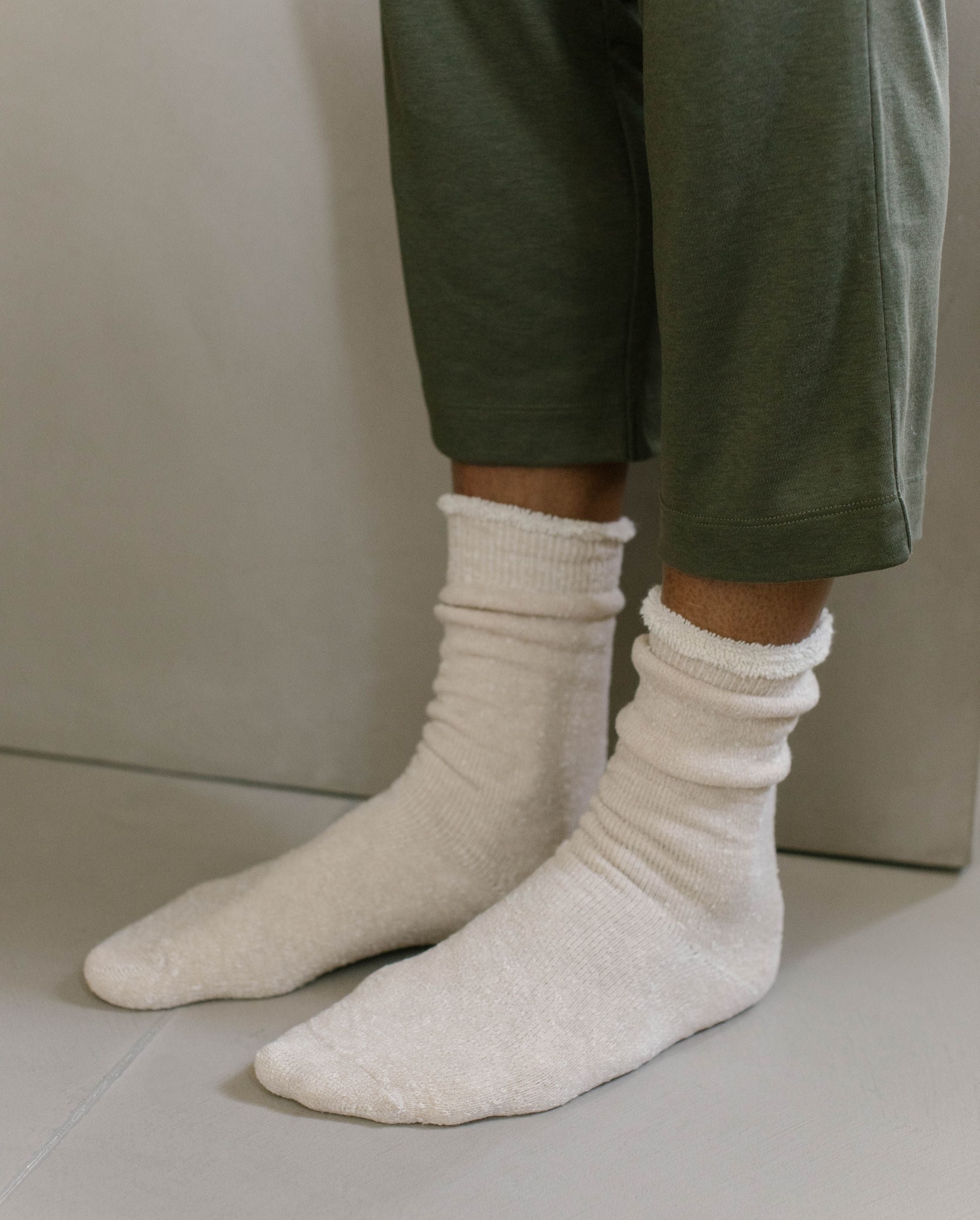 Chaussons-Chaussettes homme beige clair