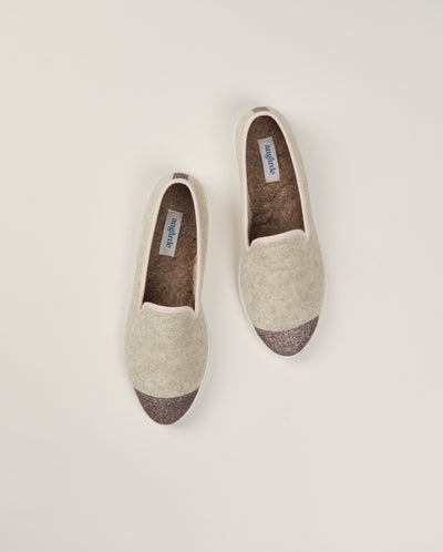 woman's slipper wool beige multicolored sequins Angarde